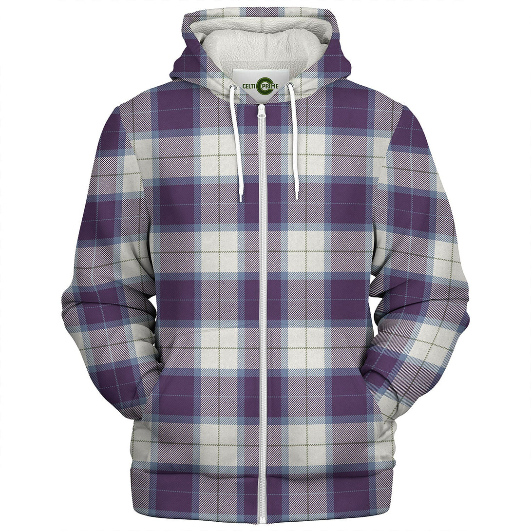 Wallace Dress Blue (Wallas Dress Blue) Weathered Tartan Sherpa Hoodie