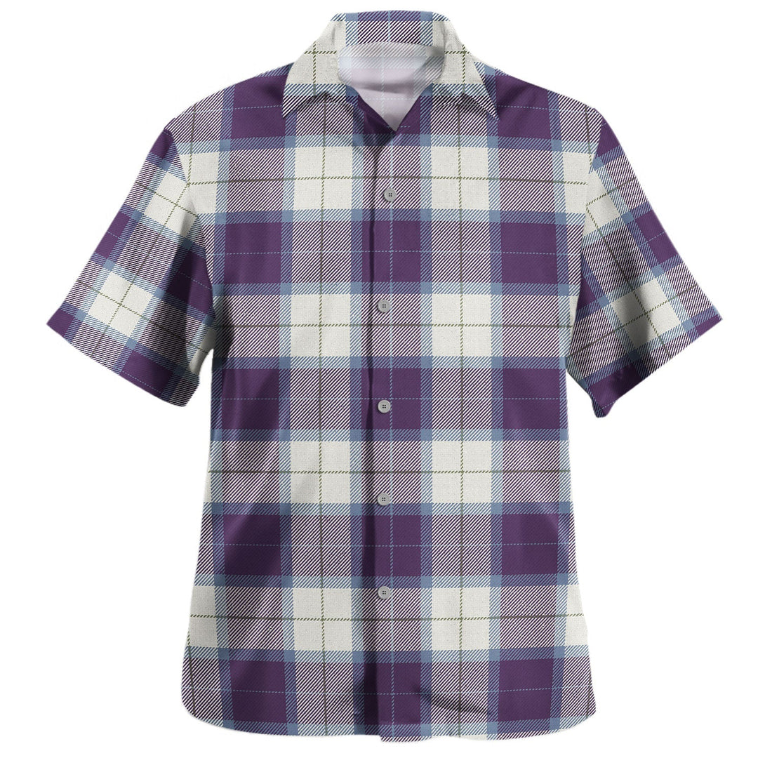 Wallace Dress Blue (Wallas Dress Blue) Weathered Tartan Hawaiian Shirt