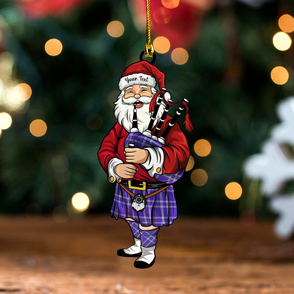 Wallace High School (Wallas High School) Modern Tartan Wood Acrylic Ornament Santa Personalized