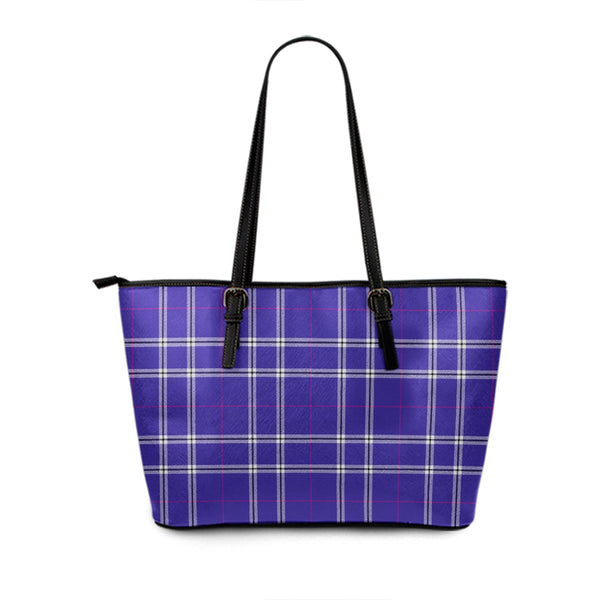 Wallace High School (Wallas High School) Modern Tartan Leather Tote Bag