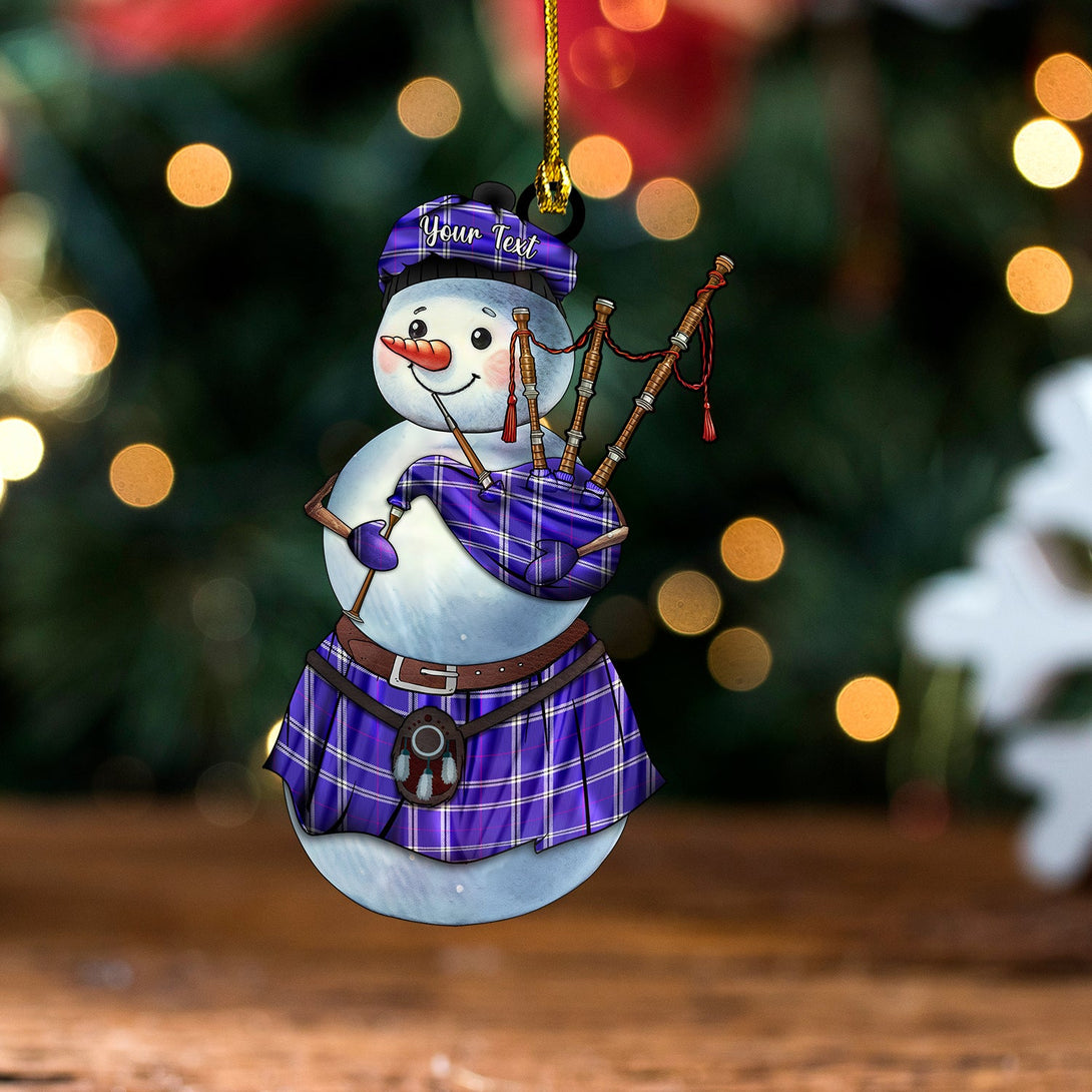 Wallace High School (Wallas High School) Modern Tartan Wood Acrylic Ornament Snowman Bagpipe Personalized