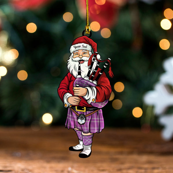 Wallace High School (Wallas High School) Weathered Tartan Wood Acrylic Ornament Santa Personalized