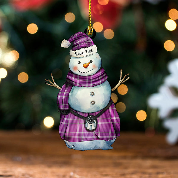 Wallace High School (Wallas High School) Weathered Tartan Wood Acrylic Ornament Snowman Warrior Personalized