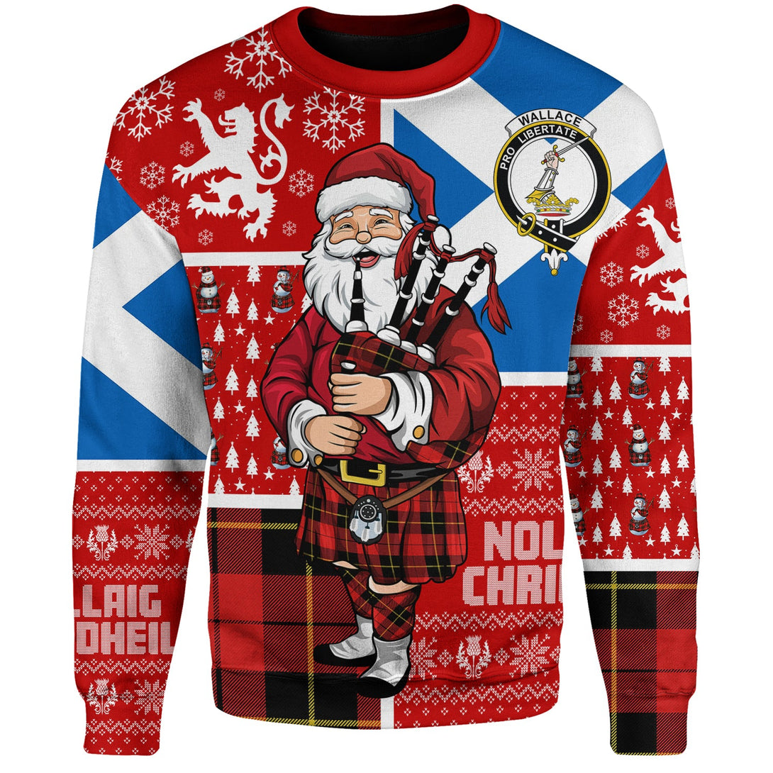 Wallace (Wallas) Modern Clan Badge Tartan Sweatshirt Scotland Christmas Santa