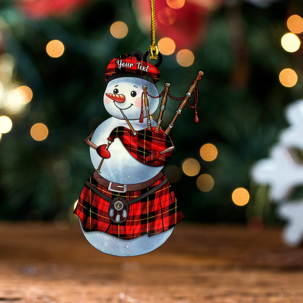 Wallace (Wallas) Modern Clan Badge Tartan Wood Acrylic Ornament Snowman Bagpipe Personalized