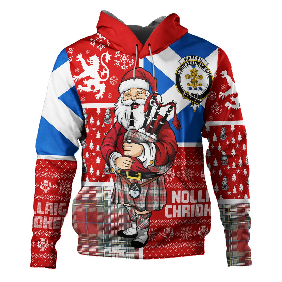 Warden Weathered Clan Badge Tartan Hoodie Scotland Christmas Santa