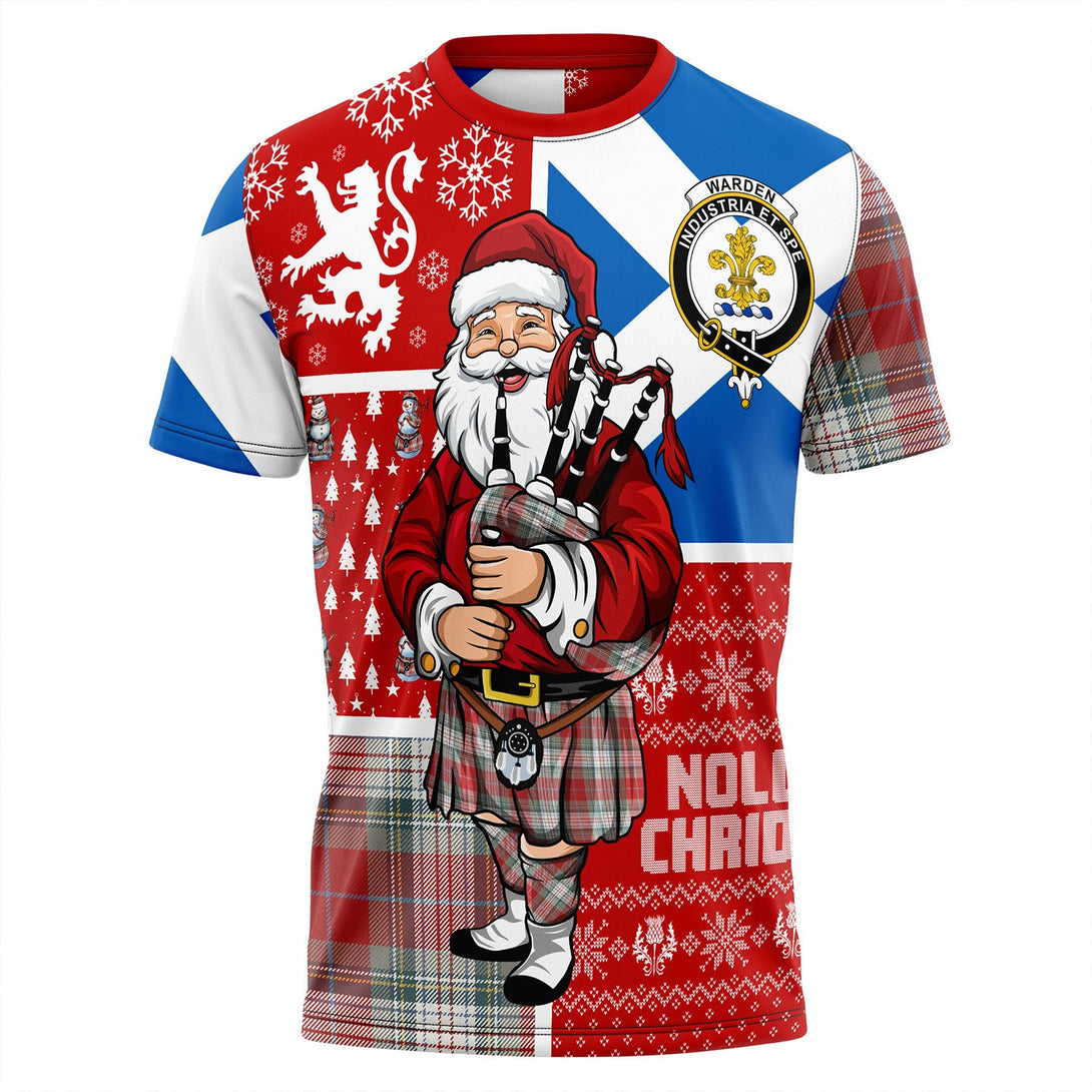 Warden Weathered Clan Badge Tartan T-Shirt Scotland Christmas Santa