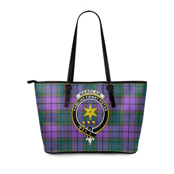 Wardlaw Ancient Clan Badge Tartan Leather Tote Bag