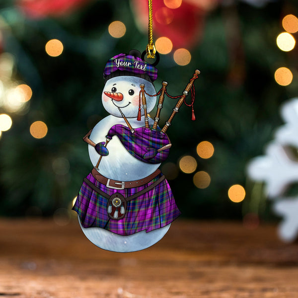 Wardlaw Modern Clan Badge Tartan Wood Acrylic Ornament Snowman Bagpipe Personalized