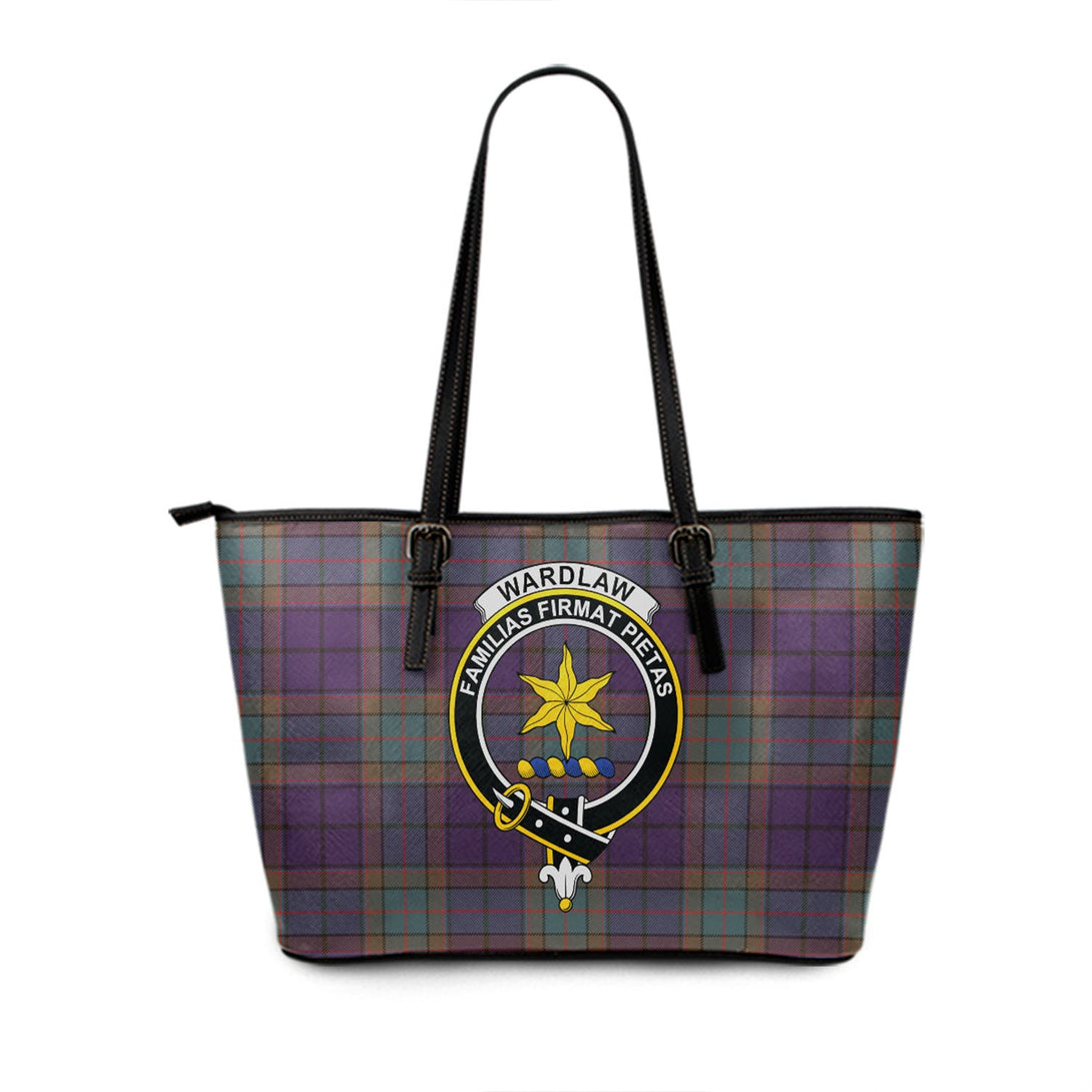 Wardlaw Weathered Clan Badge Tartan Leather Tote Bag