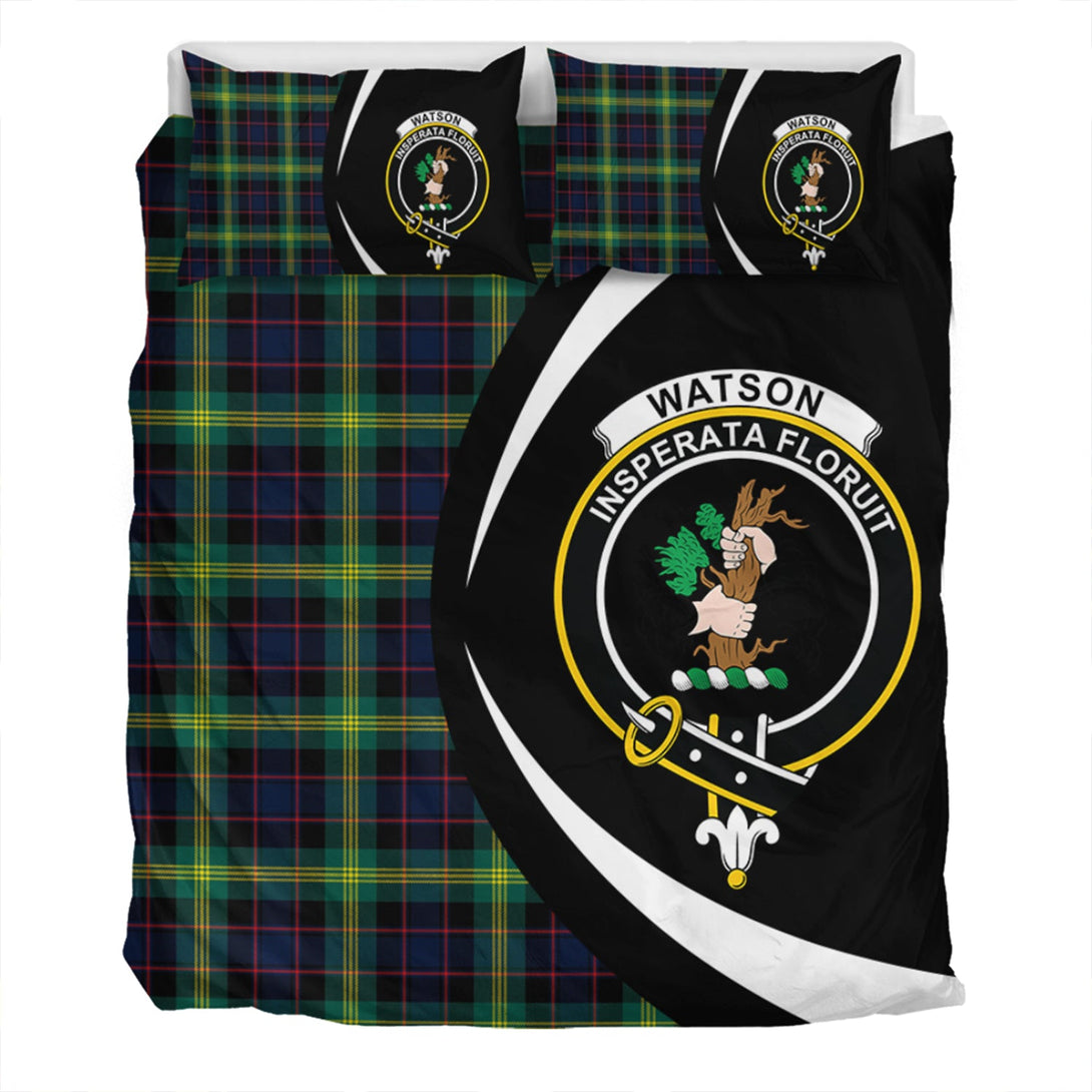 Watson (Wate Watt) Modern Clan Badge Tartan Bedding Set Circle Style