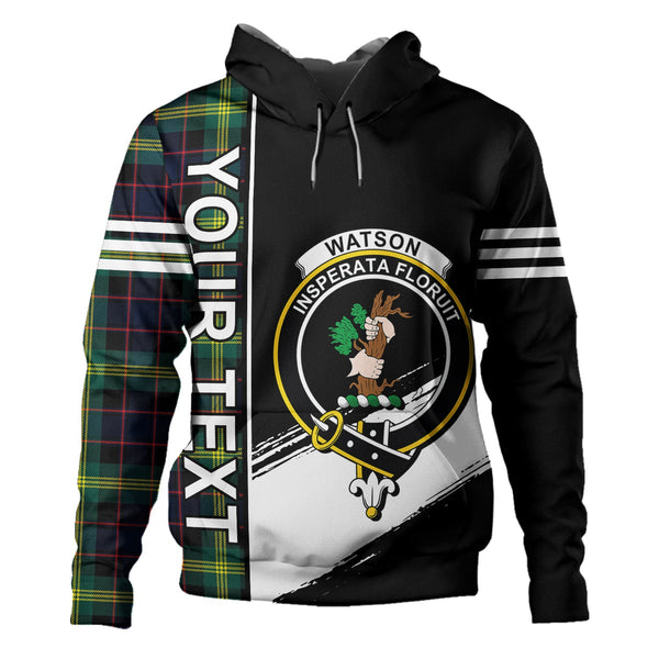 Watson (Wate Watt) Modern Clan Badge Tartan Hoodie Quarter Style Personalized