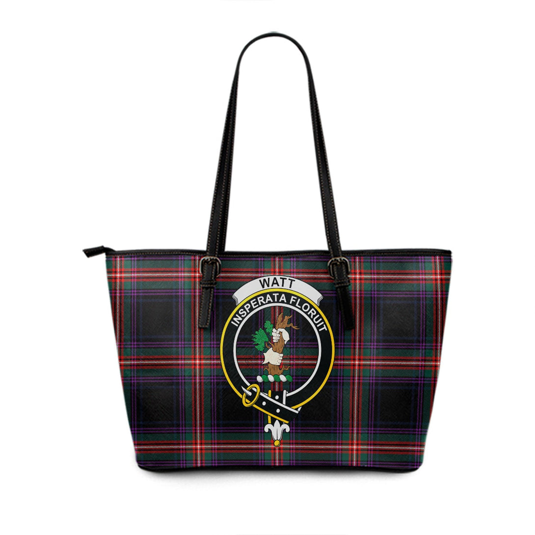 Watt (Wate) Modern Clan Badge Tartan Leather Tote Bag