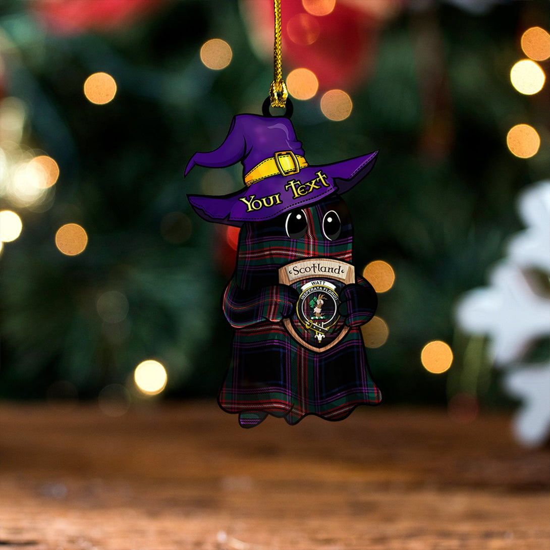 Watt (Wate) Modern Clan Badge Tartan Wood Acrylic Ornament Halloween Ghost