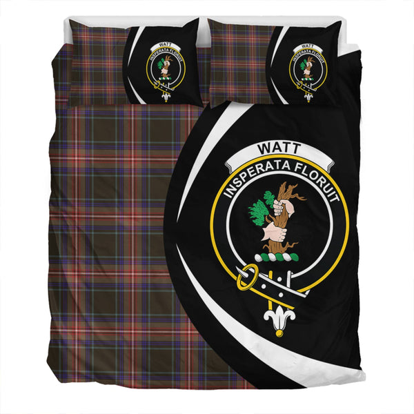 Watt (Wate) Weathered Clan Badge Tartan Bedding Set Circle Style