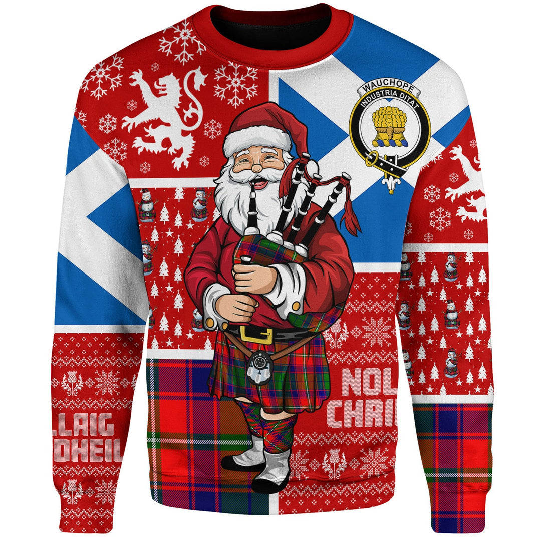 Wauchope Clan Badge Tartan Sweatshirt Scotland Christmas Santa