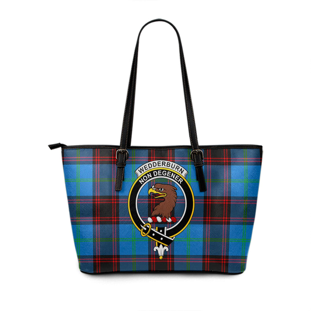 Wedderburn Clan Badge Tartan Leather Tote Bag