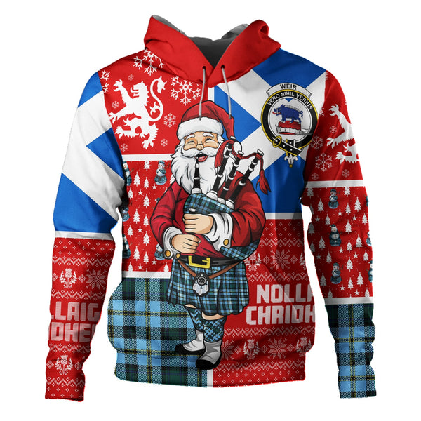 Weir Modern Clan Badge Tartan Hoodie Scotland Christmas Santa