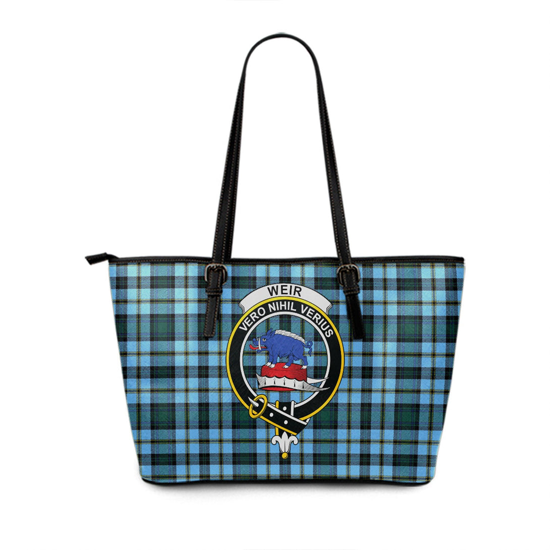 Weir Modern Clan Badge Tartan Leather Tote Bag