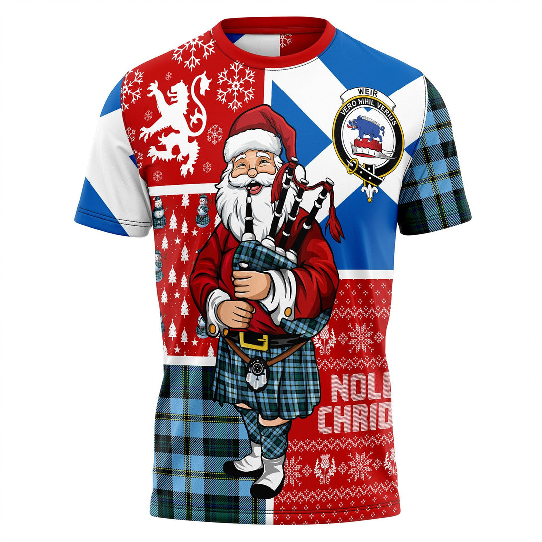 Weir Modern Clan Badge Tartan T-Shirt Scotland Christmas Santa