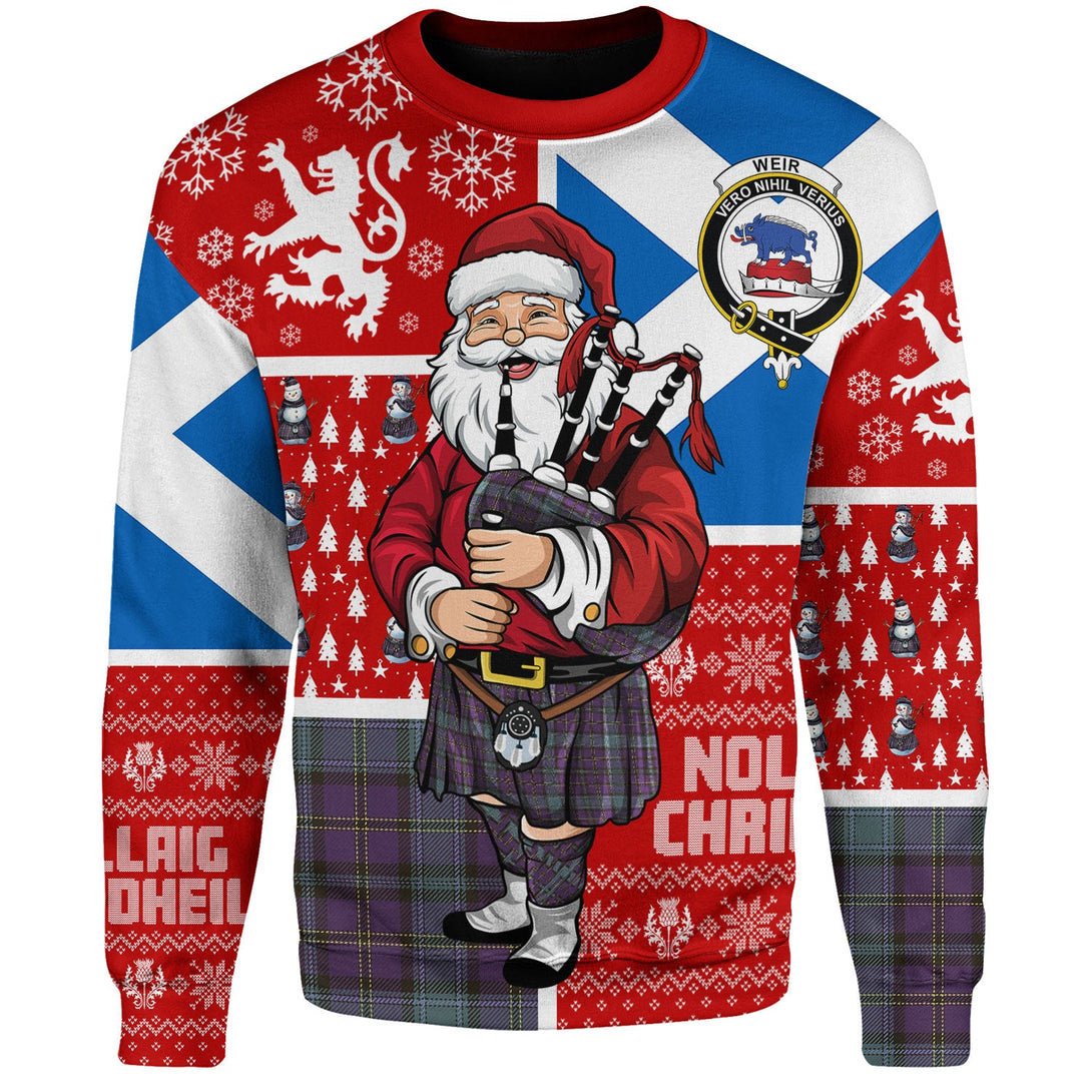 Weir Weathered Clan Badge Tartan Sweatshirt Scotland Christmas Santa