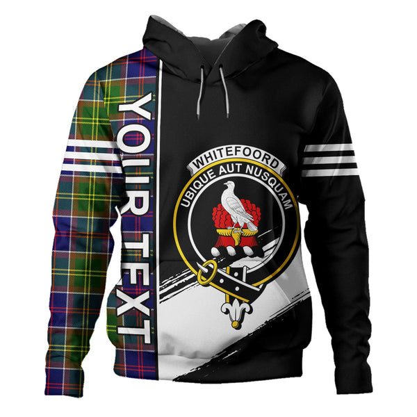 Whitefoord Modern Clan Badge Tartan Hoodie Quarter Style Personalized