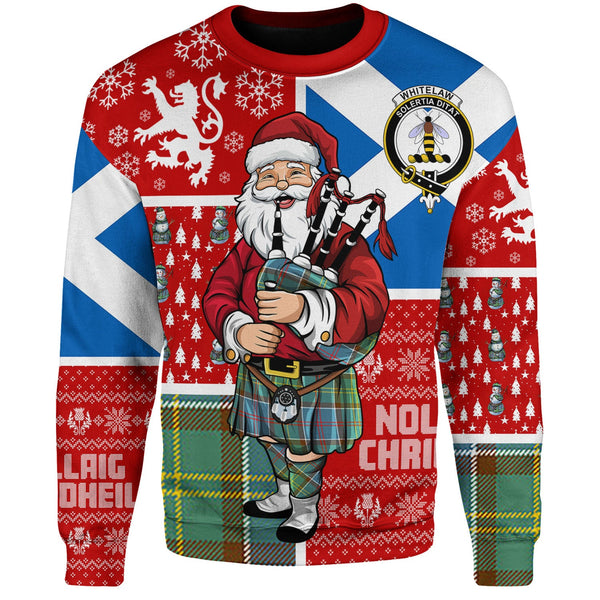 Whitelaw District Clan Badge Tartan Sweatshirt Scotland Christmas Santa