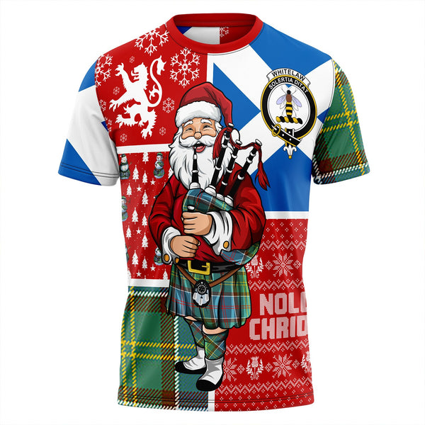 Whitelaw District Clan Badge Tartan T-Shirt Scotland Christmas Santa