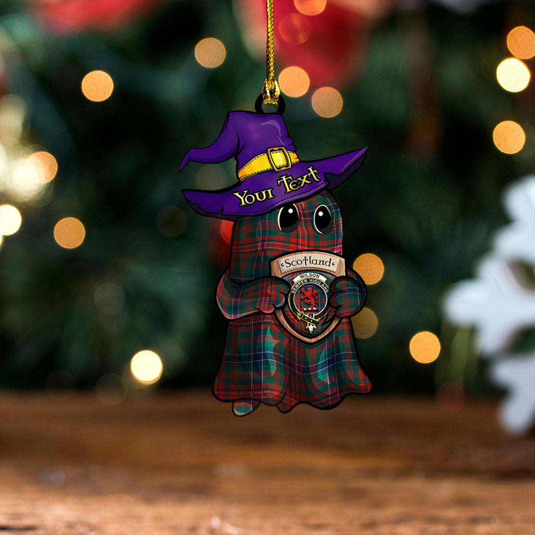 Wilson Modern Clan Badge Tartan Wood Acrylic Ornament Halloween Ghost