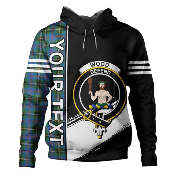 Wood Ancient Clan Badge Tartan Hoodie Quarter Style Personalized