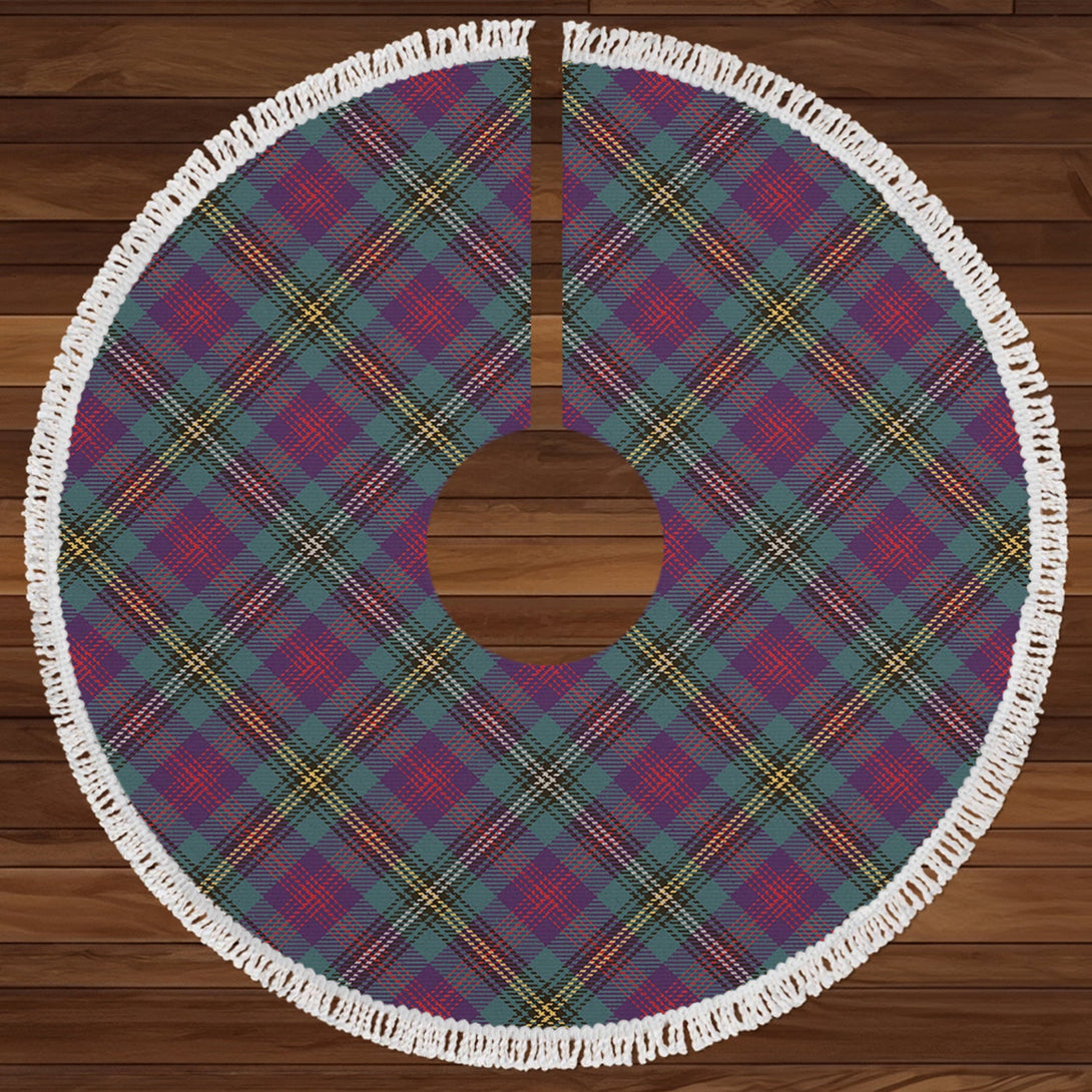 Wood Weathered Clan Badge Tartan Christmas Tree Skirt