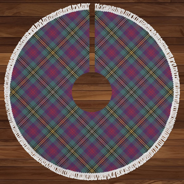 Wood Weathered Clan Badge Tartan Christmas Tree Skirt