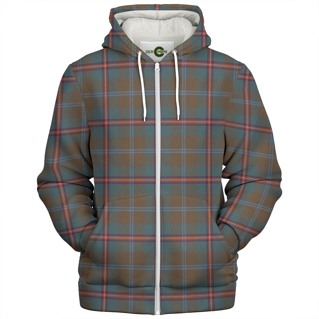 Young Weathered Clan Badge Tartan Sherpa Hoodie