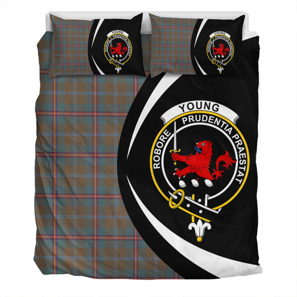 Young Weathered Clan Badge Tartan Bedding Set Circle Style