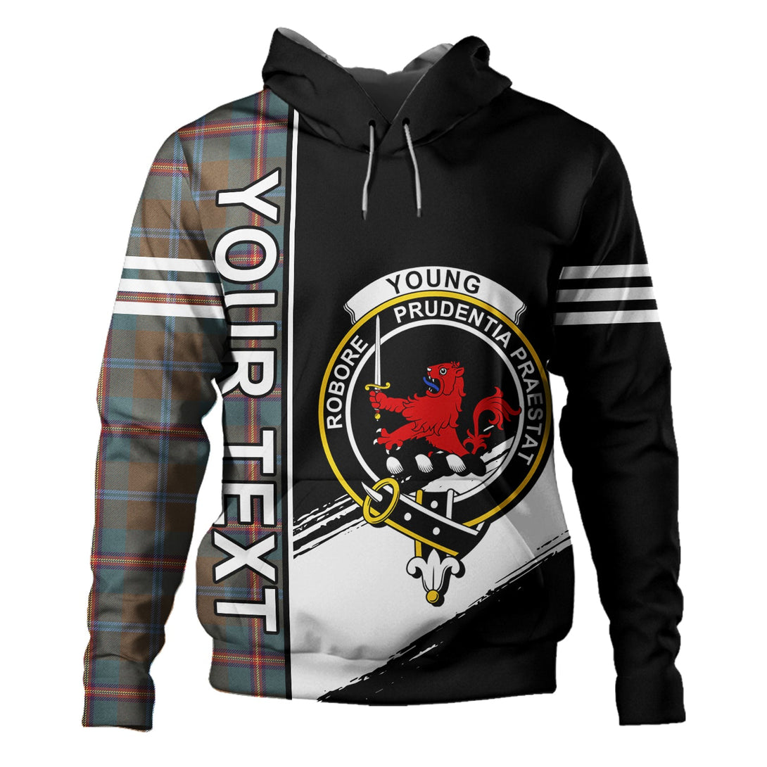 Young Weathered Clan Badge Tartan Hoodie Quarter Style Personalized