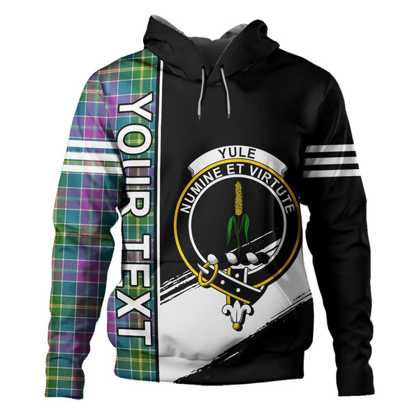 Yule Ancient Clan Badge Tartan Hoodie Quarter Style Personalized