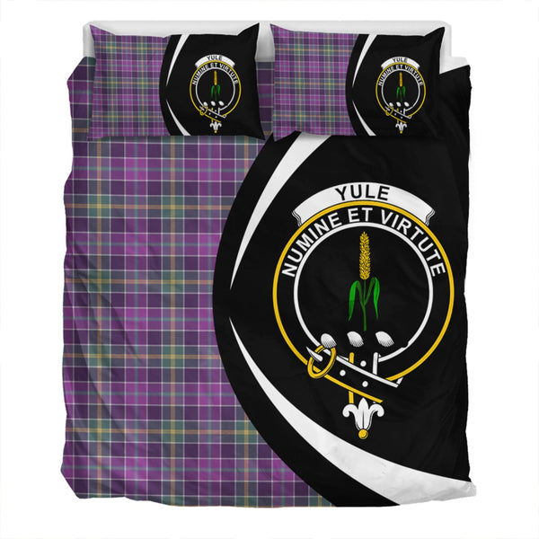 Yule Weathered Clan Badge Tartan Bedding Set Circle Style