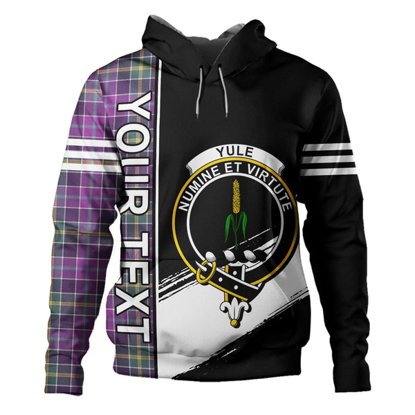 Yule Weathered Clan Badge Tartan Hoodie Quarter Style Personalized