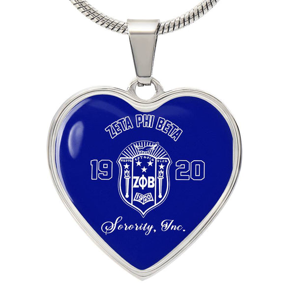 Zeta Phi Beta Necklace Heart Sorority Inc