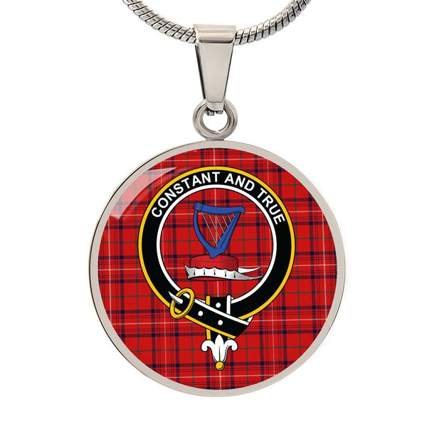 Rose Modern Clan Badge Tartan Classic Circle Necklace