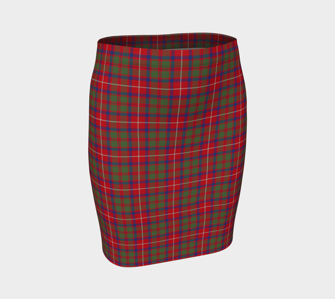 Shaw Red Modern Tartan Classic Fitted Skirt