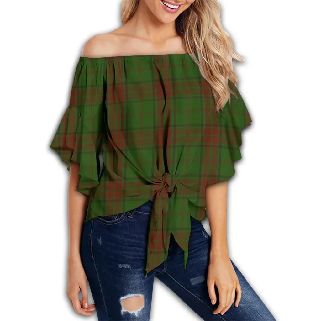 Maxwell Hunting Tartan Classic Off Shoulder Waist Wrap Top