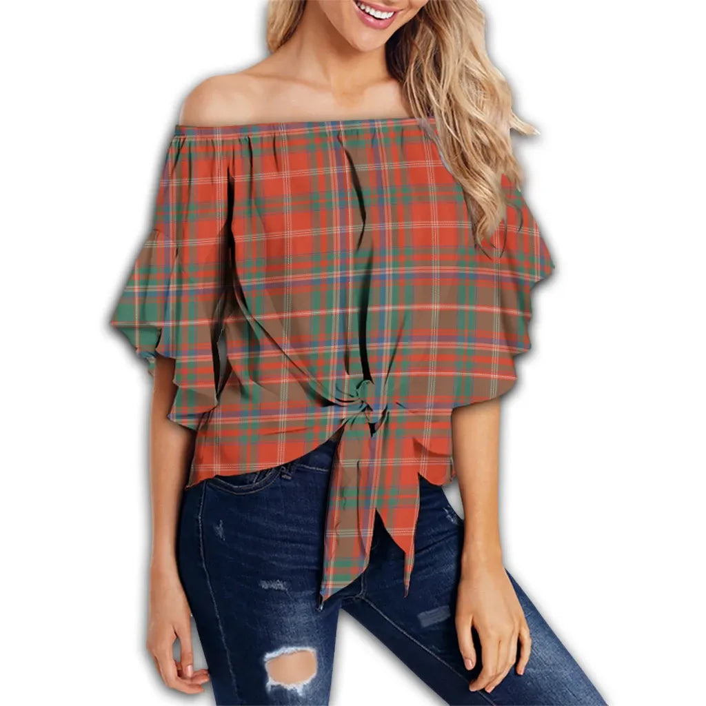 MacDougall Ancient Tartan Classic Off Shoulder Waist Wrap Top