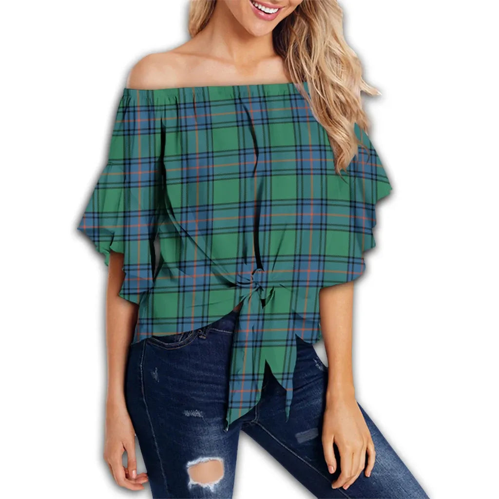 Shaw Ancient Tartan Classic Off Shoulder Waist Wrap Top