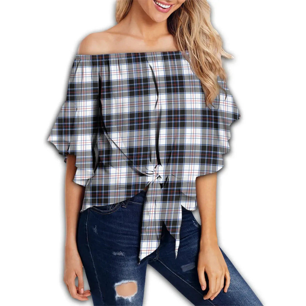 MacRae Dress Modern Tartan Classic Off Shoulder Waist Wrap Top