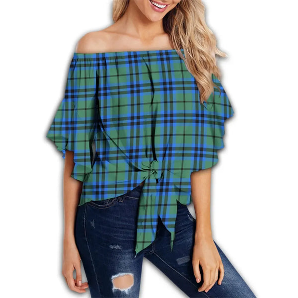 Falconer Tartan Classic Off Shoulder Waist Wrap Top