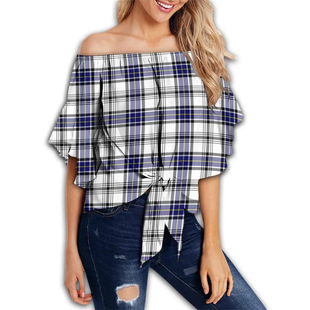 Hannay Modern Tartan Classic Off Shoulder Waist Wrap Top