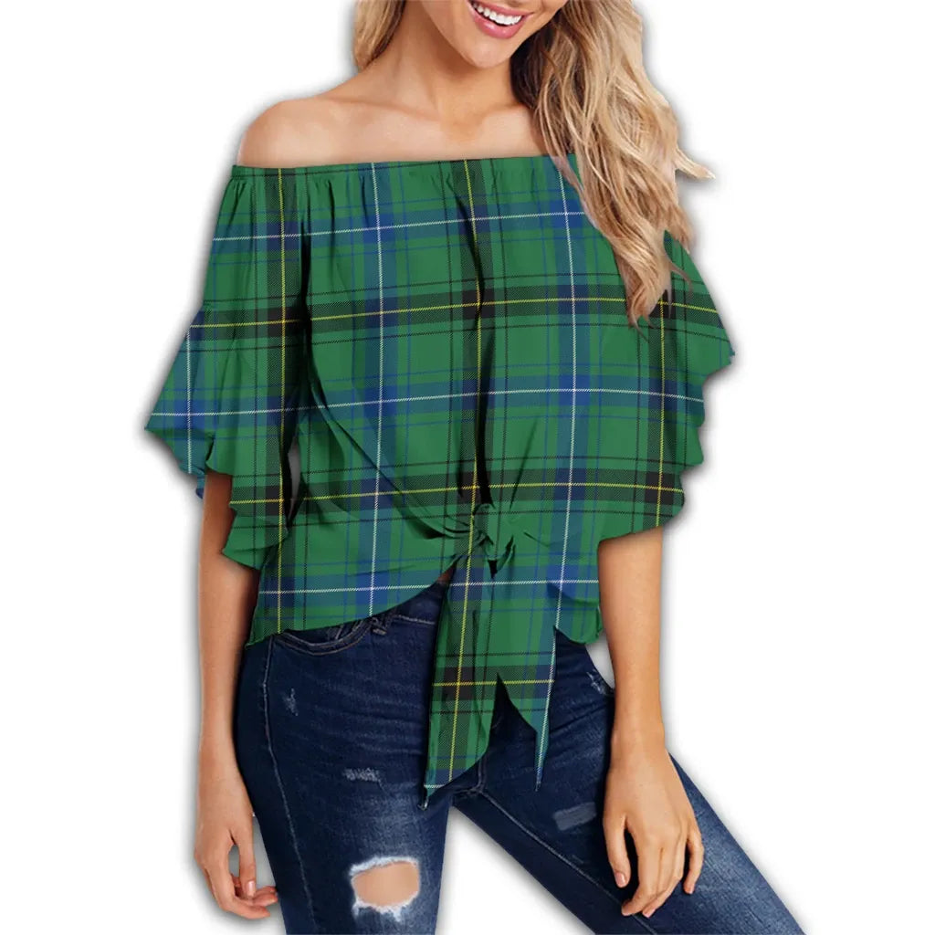 Henderson Ancient Tartan Classic Off Shoulder Waist Wrap Top