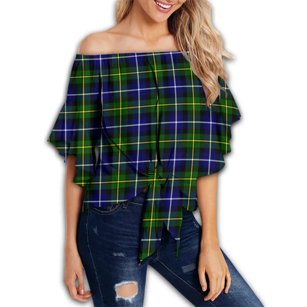 MacNeill of Barra Modern Tartan Classic Off Shoulder Waist Wrap Top