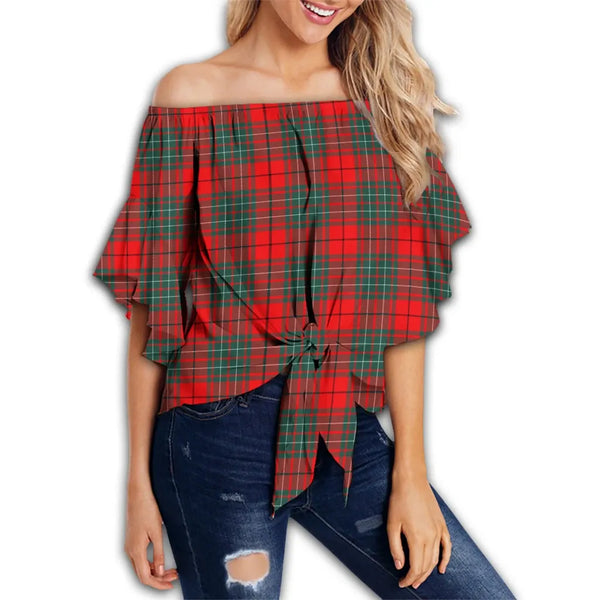 Cumming Modern Tartan Classic Off Shoulder Waist Wrap Top